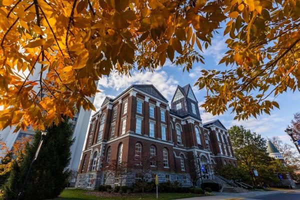 This is a photo of UK's Main Building in the fall.