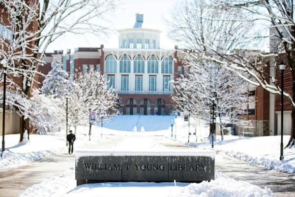William t. young library in the snow