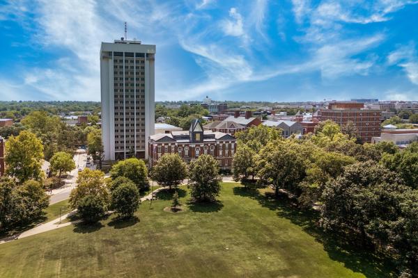 aerial view of UK's campus