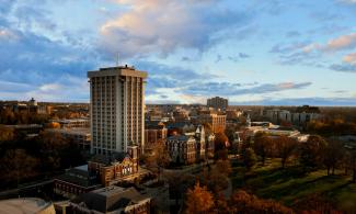Campus buildings in fall