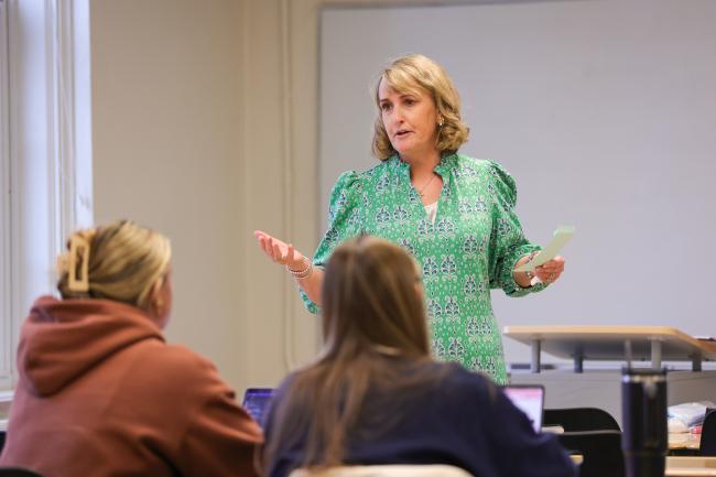 Channon Horn, professor in the UK College of Education, teaches a class.