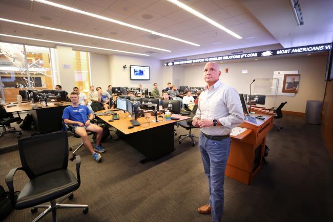A class held in the Seales Finance Center in the Gatton College of Business and Economics.