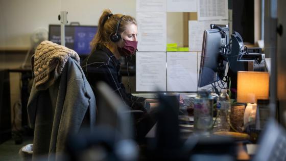 Health Corps worker on the computer
