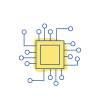 a cartoon image of a computer chip with wires coming out of the chip in all different directions. 