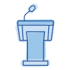 a podium with a microphone that is used for speeches